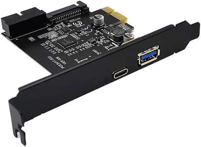 Alt view image 3 of 6 - EnLabs PCIEU3ACS20 PCI-e to 4 Ports USB 3.2 GEN 1 (5Gbps)(USB Type-C +USB Type A  w/ Internal 19Pin USB 3.0 Dual Port)  PCI Express Card, Power by 15pin SATA w/ Full-Profile & Low-Profile Bracket