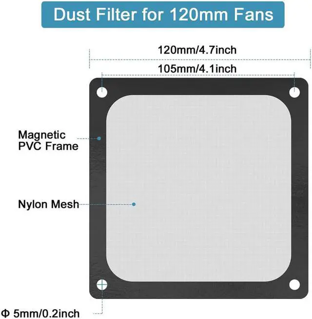 Alt view image 5 of 7 - Enlabs MGFLITER12CM 120 mm Magnetic Frame Black Nylon Mesh Dust Filter PC Cooler Fan Filter with Magnet , Dustproof Computer Case Cover