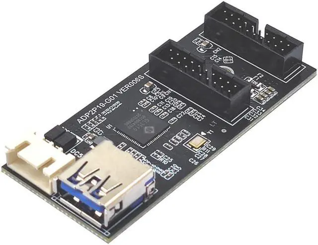 Alt view image 2 of 7 - Internal USB 3.0 Hub, Motherboard USB 19/20P to Dual Male Headers Extension Hub Splitter Adapter,Convert MB USB 3.2 Gen1 Male to 2 Ports - 1.3FT USB 19-pin Internal Cable