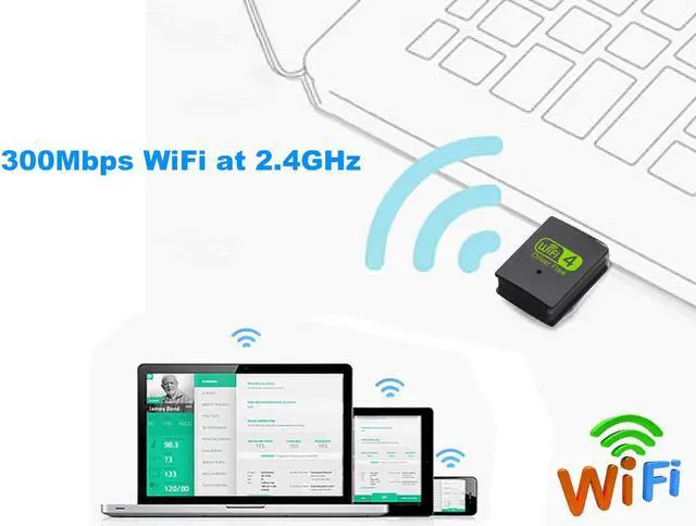 Alt view image 6 of 6 - USB WiFi Adapter 300Mbps,Driverless USB 2.0 2.4GHz Wireless Dongle,11N WiFi USB Network Receiver For Desktop Computer,Compatible with Windows XP / 7/8.x /10/11, Mac OS