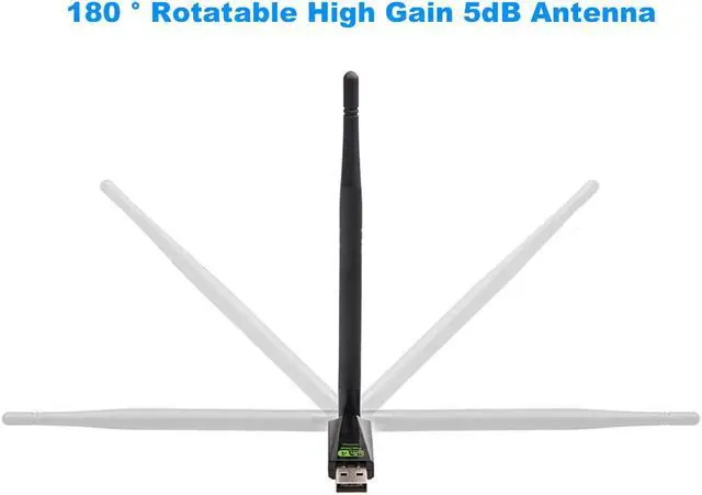 Alt view image 6 of 6 - 300Mbps 11N USB WiFi Adapter,Driverless Wireless Network Dongle w/ High Gain 5dB Antenna,11N WiFI Receiver Hotspot for Desktop Laptop,Compatible with Windows XP / 7/8.x /10/11, Mac OS