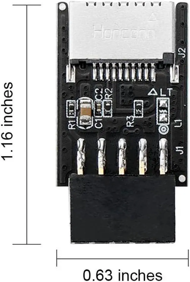 Alt view image 3 of 7 - Motherboard USB 2.0 9pin Header to USB 3.2 20Pin Type E Key-A Female Adapter Extension for USB-C Front Panel