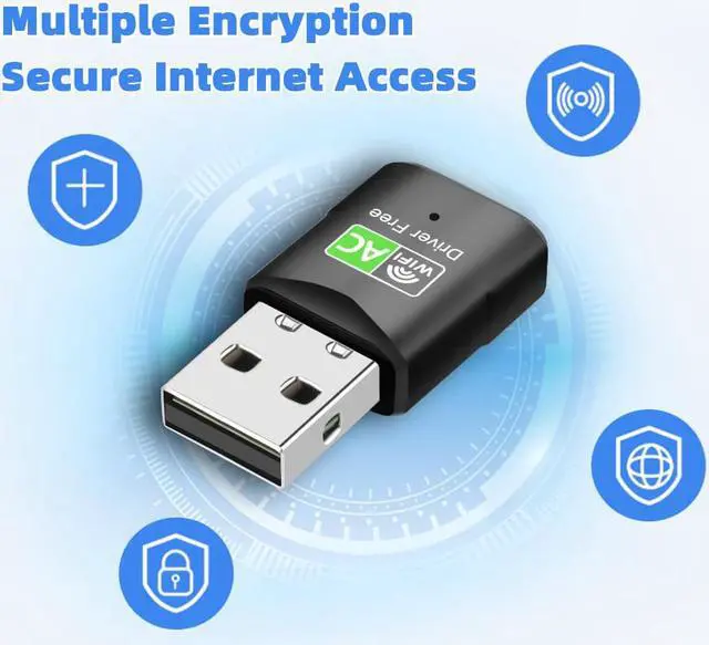 Alt view image 5 of 5 - USB WiFi Adapter, AC 600Mbps Dual Band 2.4/5Ghz Wireless USB WiFi Network Adapter 802.11ac Wireless for Laptop/Desktop/PC, Compatible with Windows XP / 7/8.x /10/11, Mac OS