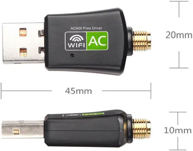 Alt view image 5 of 6 - AC 600Mbps USB Wireless Adapter, Dual Band 2.4/5Ghz USB WiFi Network Adapter with External Gain Antenna ,802.11ac Wireless for Laptop/Desktop/PC, Compatible with Windows XP / 7/8.x /10/11, Mac OS