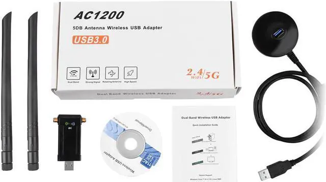 Alt view image 7 of 7 - AC1200M 2.4G/5.8G USB3.0 Wifi Adapter Receiver 1200M Wireless USB WiFi Network Adatper With 2x 5dBi Antennas RTL8812BU 802.11ac for Desktop PC