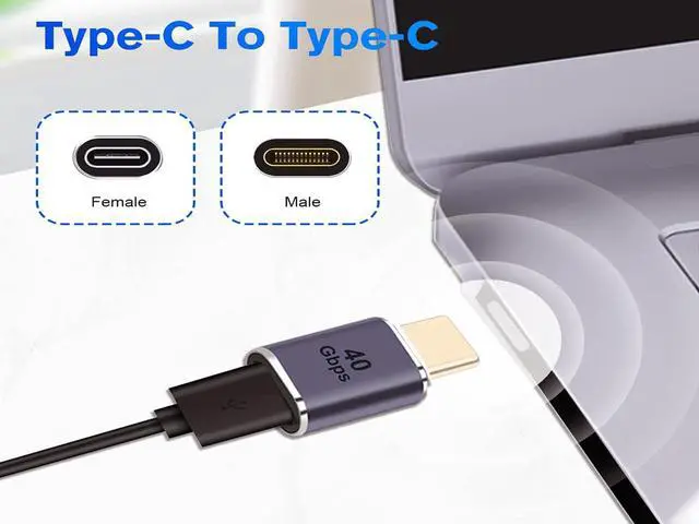 Alt view image 4 of 5 - USB 4.0 Type-C Male to Female Adapter (2 Pack), USB C 40Gbps Extender Connector Compatible with Thunderbolt 4/3 Support 40Gb/s Data Transfer, PD 100W Power Delivery and 8K@60Hz Video Pass Through