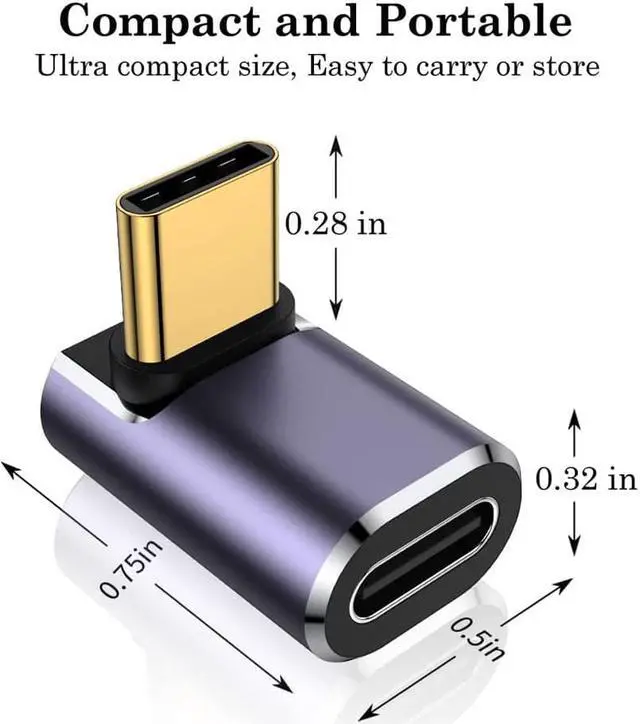 Alt view image 2 of 5 - USB 4.0 Type-C 90 Degree Adapter 40Gbps(2 Pack), USB C Male to Female UP Down Angle Connector Compatible Thunderbolt 4/3 Support 40Gb/s Data Transfer, PD 100W Charger & 8K@60Hz Video Pass Through