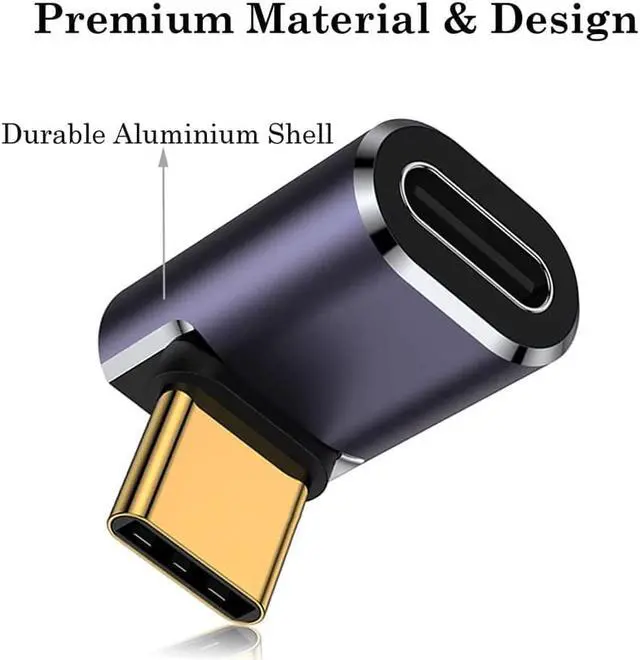 Alt view image 4 of 5 - USB 4.0 Type-C 90 Degree Adapter 40Gbps(2 Pack), USB C Male to Female UP Down Angle Connector Compatible Thunderbolt 4/3 Support 40Gb/s Data Transfer, PD 100W Charger & 8K@60Hz Video Pass Through