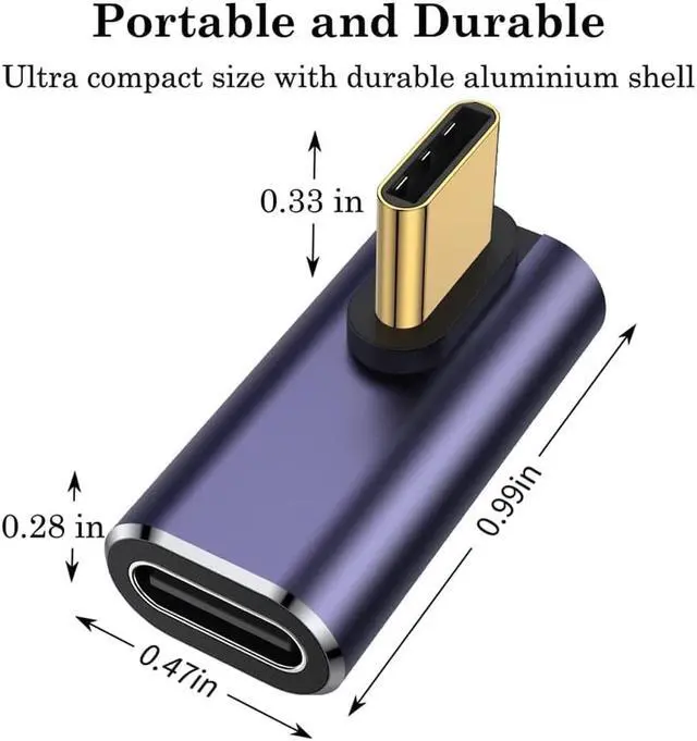 Alt view image 3 of 5 - USB 4.0 Type-C Side Angled Adapter 40Gbps(2 Pack), USB C Male to Female Left Right Angle Connector Compatible Thunderbolt 4/3 Support 40Gb/s Data Transfer, PD 100W Charger & 8K@60Hz Video Pass Through