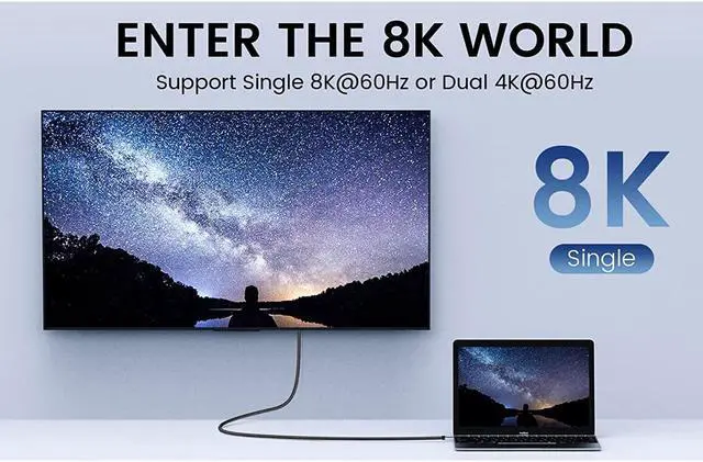 Alt view image 5 of 5 - USB C to USB C 3.2 20Gbps Cable, USB C 3.2 Gen 2×2 Cable for 8K@60Hz Video , PD 100W Fast Charging Compatible with MacBook Air Pro Yoga 27 Dell LG 4K 2K Type C Display Monitor - 3.3FT