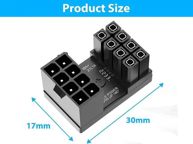 Alt view image 4 of 7 - PCIe 8 Pin 180 Degree Power Adapter,U Turn Angled GPU VGA 8Pin Connector Male to Female Internal Power Board Adapter for Desktop PC Graphics Video Card - Standard Type,3 Pack