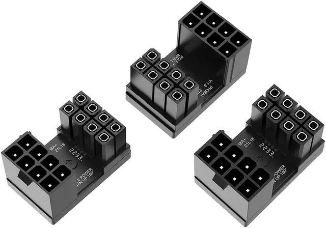 Alt view image 2 of 7 - PCIe 8 Pin 180 Degree Power Adapter,U Turn Angled GPU VGA 8Pin Connector Male to Female Internal Power Board Adapter for Desktop PC Graphics Video Card - Standard Type,3 Pack