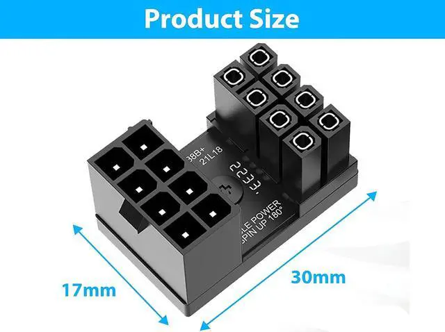 Alt view image 4 of 7 - PCIe 8 Pin 180 Degree Power Adapter,U Turn Angled GPU VGA 8Pin Connector Male to Female Internal Power Board Adapter for Desktop PC Graphics Video Card - Reverse Type,3 Pack