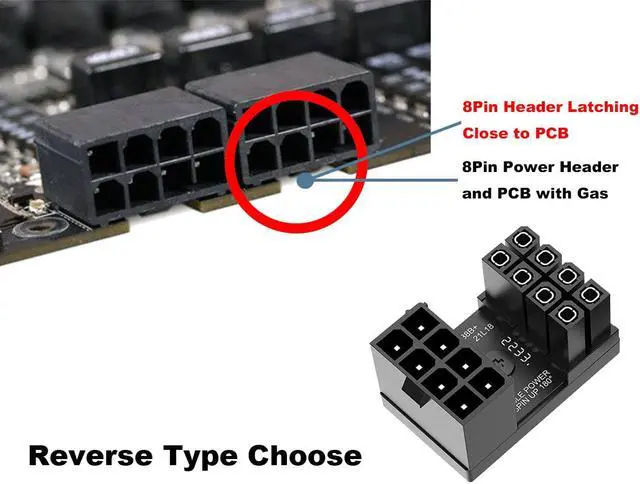 Alt view image 5 of 7 - PCIe 8 Pin 180 Degree Power Adapter,U Turn Angled GPU VGA 8Pin Connector Male to Female Internal Power Board Adapter for Desktop PC Graphics Video Card - Reverse Type,3 Pack