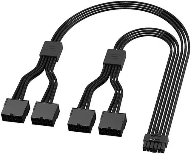 Alt view image 2 of 6 - PCI-e 5.0 12VHPWR 16Pin PSU Power Adatper Cable,4 x PCIe 8(6+2)Pin to ATX3.0 16(12+4) Pin GPU Vidoe Card Power Extension Sleeved Cable,Compatible with GeForce RTX 3090Ti & RTX 4080 4090 - 1.3 FT