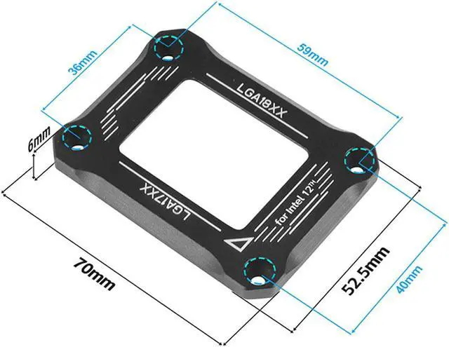 Alt view image 5 of 7 - CPU Contact Frame Anti-Bending Buckle for Intel 12th/13th Generation Socket LGA 1700 , LGA 1800 Aluminum Corrector Bracket ,Black