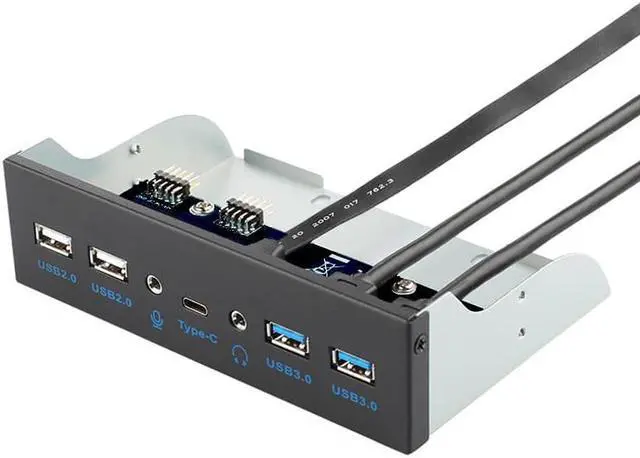 Alt view image 2 of 7 - 5.25 Inch Front Panel 5 Ports USB Hub w/ HD Audio Output Port & Microphone Input, USB 3.2 Gen 2(10Gbps) Type-C+2 x USB 3.0 & 2 x USB 2.0 w/ USB 3.2 20Pin(aka Type-E),USB 3.0 20-Pin Header Cable