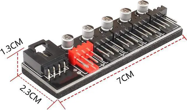 Alt view image 3 of 6 - EnLabs PRPWMHUB5 5 Ports PWM 4 Pin Fan Splitter Hub, Motherboard 4-Pin Fan Splitter Cable Adapter for 5 Channel 3Pin /4Pin CPU Cooer, Case Fans - 1.3 Feet PWM Extension Cable Include