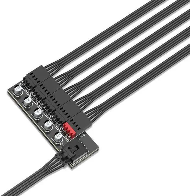 Alt view image 4 of 7 - EnLabs PWMHUB5 5 Ports 4Pin PWM Fan Splitter Hub Cable,Motherboard 4 pin to 5 way Fan Power Cable for 12V Computer Fans