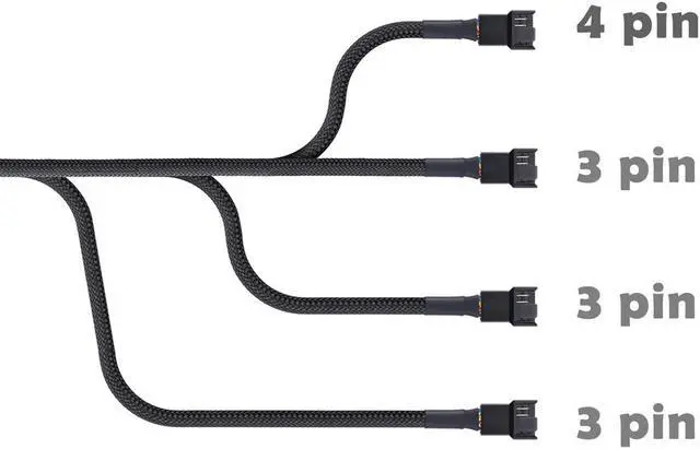 Alt view image 5 of 7 - 2 Pack 4-Pin PWM Fan Splitter Cable ,Sleeved Motherboard CPU Cooler 4Pin Header 1 to 4 Y Splitter Hub Internal Power Extension Adapter Case Fan 1x4 Converter - 10 inches,2-Pack