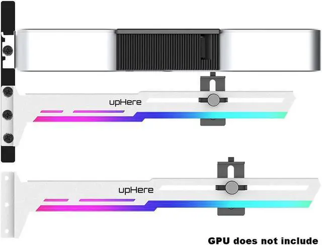 Alt view image 2 of 7 - Graphics Card Anti-Sag Holder Bracket ,5V 3Pin Addressable GPU Video Card Brace Built-in 5V ARGB Strip Supports Aura Sync ,Length and Height Adjustable, Mounting by 3 PCI Slot- White