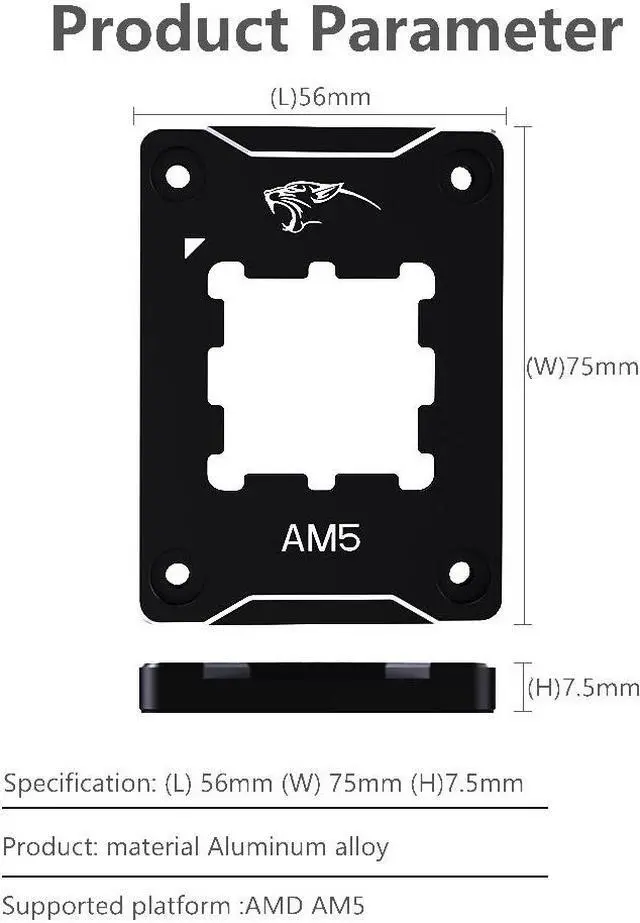 Alt view image 6 of 7 - CPU Contact Frame Anti-Bending Buckle for AMD AM5 Aluminum Corrector Bracket Holder,AM5 Full-fit Fixed Non-Marking Mounter Fixing Frame, CPU Cooler Standard for X670 B650,Black
