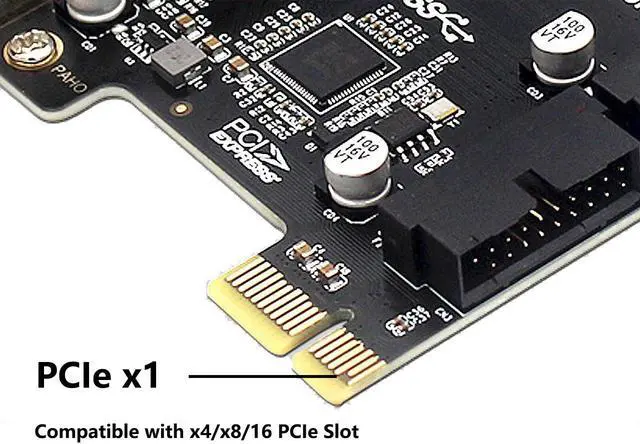 Alt view image 6 of 7 - PCI-E 1X to 2 Ports Internal USB 3.0 19Pin 20Pin Header for Front Panel,USB 3.0 5Gbps to PCIe Expansion Card Adapter with High & Low Profile Bracket for Desktop Computer Motherboard