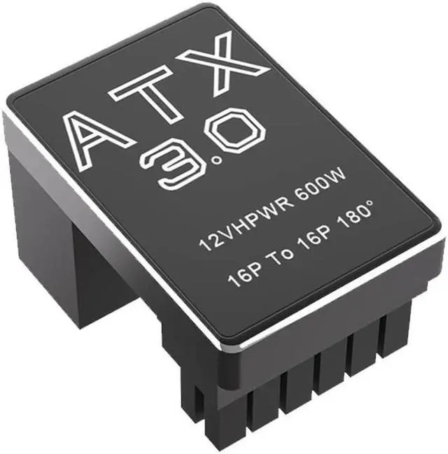 Alt view image 2 of 7 - 12VHPWR 180 Degree Angled Power Adapter,Aluminum ATX 3.0 16 Pin PCIe 5.0 GPU 600W Power Connector Power Connector Male to Female for 12+4pin RTX 3090Ti 4070Ti 4080 4090 Graphic Card GPU (Type A)