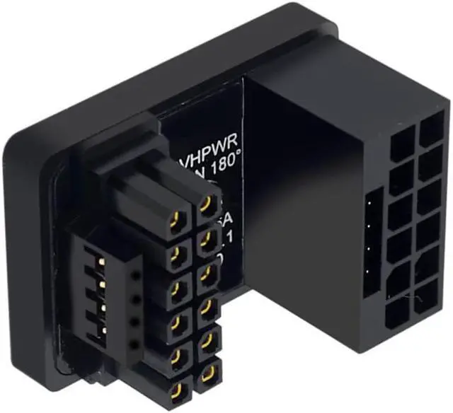 Alt view image 3 of 7 - 12VHPWR 180 Degree Angled Power Adapter,Aluminum ATX 3.0 16 Pin PCIe 5.0 GPU 600W Power Connector Power Connector Male to Female for 12+4pin RTX 3090Ti 4070Ti 4080 4090 Graphic Card GPU (Type B)