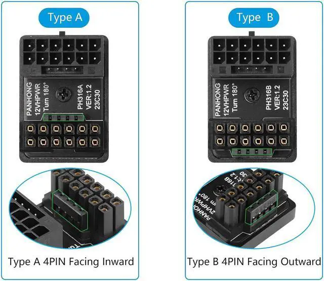 Alt view image 4 of 7 - 12VHPWR 180 Degree Angled Power Adapter,Aluminum ATX 3.0 16 Pin PCIe 5.0 GPU 600W Power Connector Power Connector Male to Female for 12+4pin RTX 3090Ti 4070Ti 4080 4090 Graphic Card GPU (Type B)