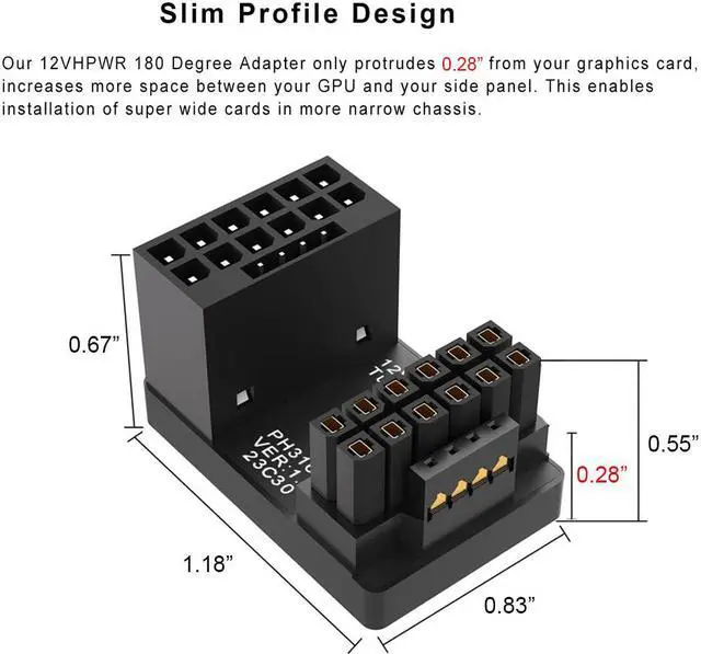 Alt view image 6 of 7 - 12VHPWR 180 Degree Angled Power Adapter,Aluminum ATX 3.0 16 Pin PCIe 5.0 GPU 600W Power Connector Power Connector Male to Female for 12+4pin RTX 3090Ti 4070Ti 4080 4090 Graphic Card GPU (Type B)
