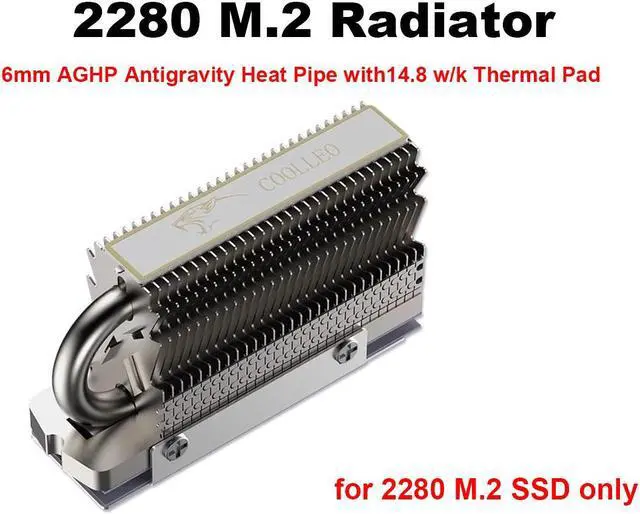 Alt view image 5 of 7 - M.2 2280 SSD Heat Sink, 6mm Copper Heat Pipes, Aluminum Radiator Fin Design for PCIE M2 NVME or SATA NGFF SSD with 14.8 w/k Silicone Thermal Pads