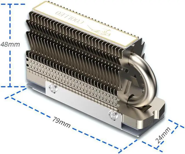 Alt view image 7 of 7 - M.2 2280 SSD Heat Sink, 6mm Copper Heat Pipes, Aluminum Radiator Fin Design for PCIE M2 NVME or SATA NGFF SSD with 14.8 w/k Silicone Thermal Pads