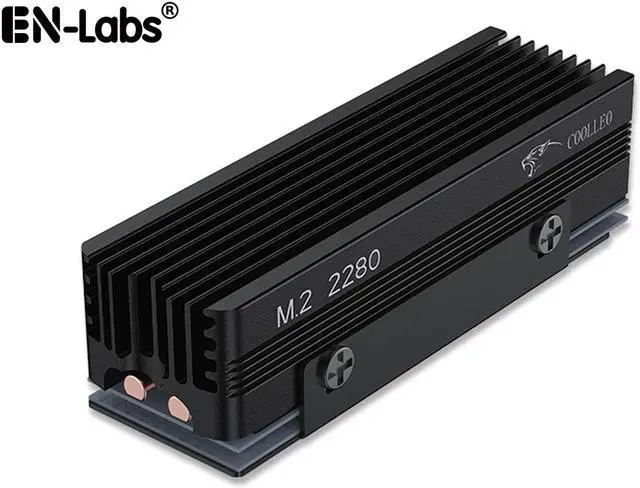 Main image of M.2 2280 NVMe SSD Heatsink Almunum Heat Sink, with 2x 6mm Copper Heat Pipe & 14.8w/k Thermal Silicone Pads for PC NGFF M2 / PS5 Cooling Radiator