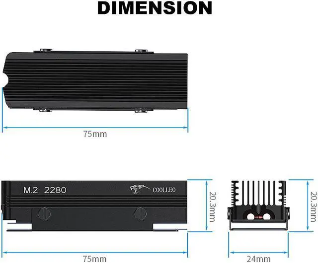 Alt view image 7 of 7 - M.2 2280 NVMe SSD Heatsink Almunum Heat Sink, with 2x 6mm Copper Heat Pipe & 14.8w/k Thermal Silicone Pads for PC NGFF M2 / PS5 Cooling Radiator