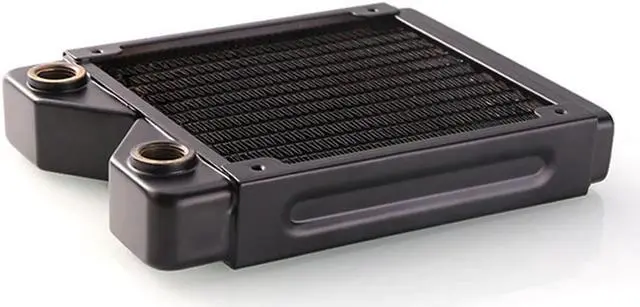 Alt view image 2 of 6 - 120mm Water Cooling Radiator, 12 Tubes Copper Water Cooler for Computer CPU Heat Sink - Liquid Heat Exchanger Dual G1/4 Thread, 1.06 inch Thickness, Black