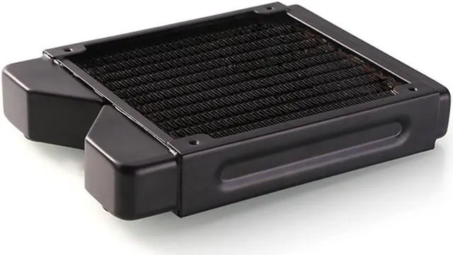 Alt view image 3 of 6 - 120mm Water Cooling Radiator, 12 Tubes Copper Water Cooler for Computer CPU Heat Sink - Liquid Heat Exchanger Dual G1/4 Thread, 1.06 inch Thickness, Black