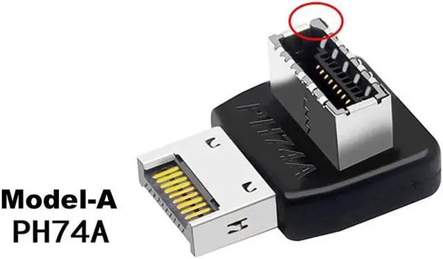 Alt view image 5 of 7 - USB 3.2 Internal Header Adapter, Motherboard Type-E 90 Degree Angled Male to Female Connector for USB-C 10G 20G Port Front Panel Rear Bracket Cable-Model-A