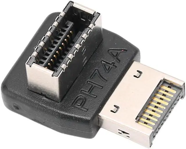 Alt view image 3 of 7 - USB 3.2 Internal Header Adapter, Motherboard Type-E 90 Degree Angled Male to Female Connector for USB-C 10G 20G Port Front Panel Rear Bracket Cable-Model-A