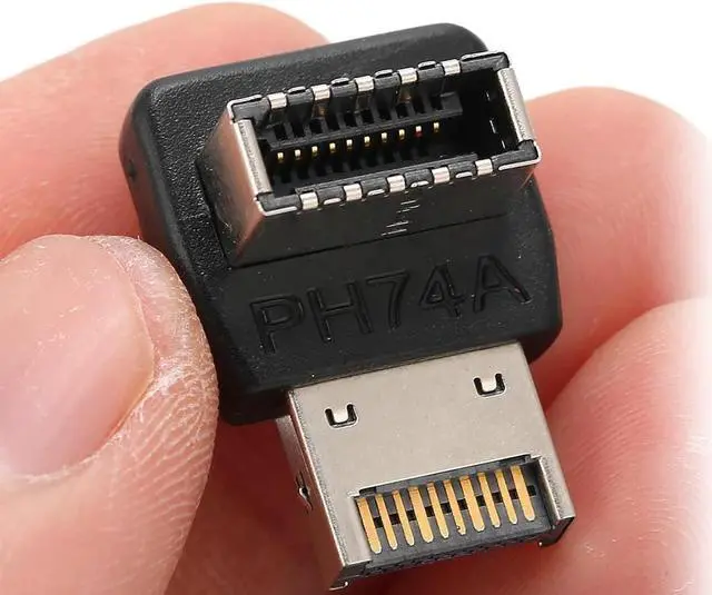 Alt view image 4 of 7 - USB 3.2 Internal Header Adapter, Motherboard Type-E 90 Degree Angled Male to Female Connector for USB-C 10G 20G Port Front Panel Rear Bracket Cable-Model-A