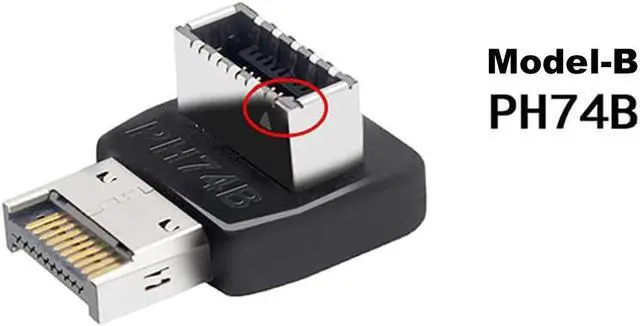Alt view image 5 of 7 - USB 3.2 Internal Header Adapter, Motherboard Type-E 90 Degree Angled Male to Female Connector for USB-C 10G 20G Port Front Panel Rear Bracket Cable-Model-B