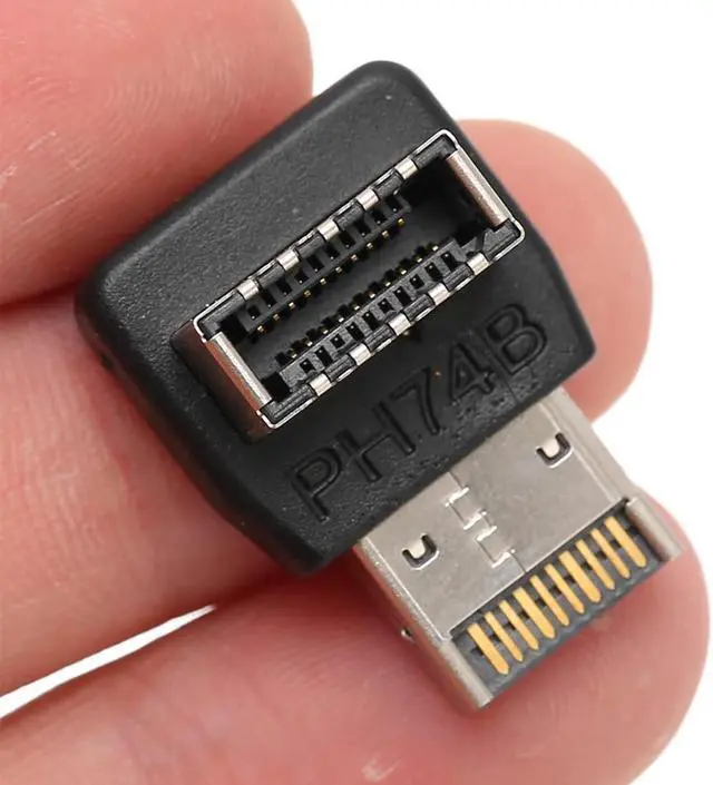 Alt view image 4 of 7 - USB 3.2 Internal Header Adapter, Motherboard Type-E 90 Degree Angled Male to Female Connector for USB-C 10G 20G Port Front Panel Rear Bracket Cable-Model-B