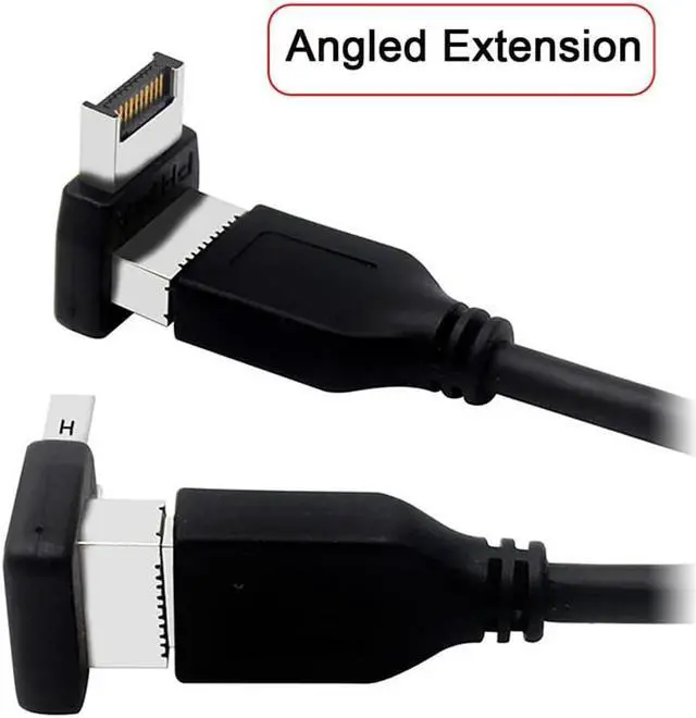 Alt view image 7 of 7 - USB 3.2 Internal Header Adapter, Motherboard Type-E 90 Degree Angled Male to Female Connector for USB-C 10G 20G Port Front Panel Rear Bracket Cable-Model-B