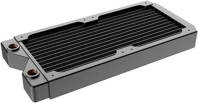 Alt view image 3 of 6 - 240mm Water Cooling Radiator, 12 Tubes Copper Water Cooler for Computer CPU Heat Sink - Liquid Heat Exchanger Dual G1/4 Thread, 1.06 inch Thickness, Black