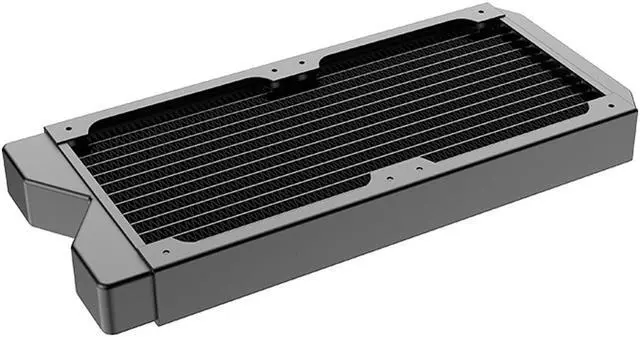 Alt view image 4 of 6 - 240mm Water Cooling Radiator, 12 Tubes Copper Water Cooler for Computer CPU Heat Sink - Liquid Heat Exchanger Dual G1/4 Thread, 1.06 inch Thickness, Black