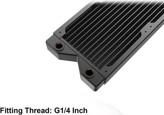 Alt view image 5 of 6 - 360mm Water Cooling Radiator, 12 Tubes Copper Water Cooler for Computer CPU Heat Sink - Liquid Heat Exchanger Dual G1/4 Thread, 1.06 inch Thickness, Black