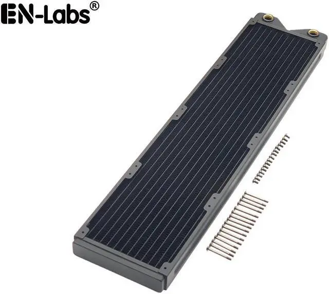 Main image of 480mm Water Cooling Radiator, 12 Tubes Copper Water Cooler for Computer CPU Heat Sink - Liquid Heat Exchanger Dual G1/4 Thread, 1.06 inch Thickness, Black