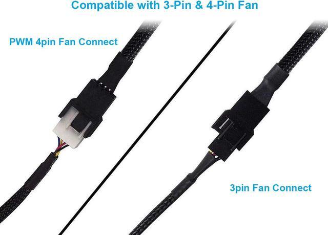 Alt view image 6 of 7 - PWM Fan Splitter Cable 1 to 2, Black Sleeved 2 Way PC Fan Extension Cable Compatible with Computer 3 Pin & 4 Pin CPU / Case Fans, 10 Inch, 2 Pack