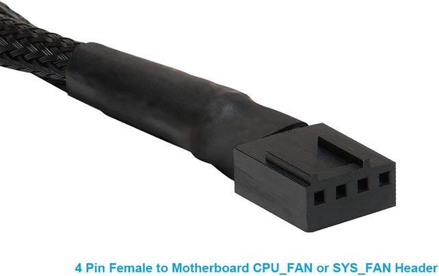 Alt view image 4 of 7 - PWM Fan Splitter Cable 1 to 2, Black Sleeved 2 Way PC Fan Extension Cable Compatible with Computer 3 Pin & 4 Pin CPU / Case Fans, 10 Inch, 2 Pack