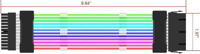 Alt view image 3 of 7 - EN-Labs Motherboard ATX 24 Pins Addressable RGB Power Extension Cable -5V/3Pin ARGB Sync PSU 24-Pin Internal Power Extension Cord -9.84 Inches